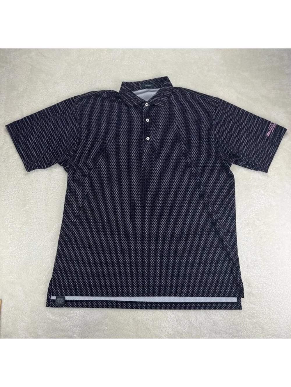 NWOT Collars & Co. Polo Shirt Mens LT Blue Houndstooth Firm Dress Collar Stretch